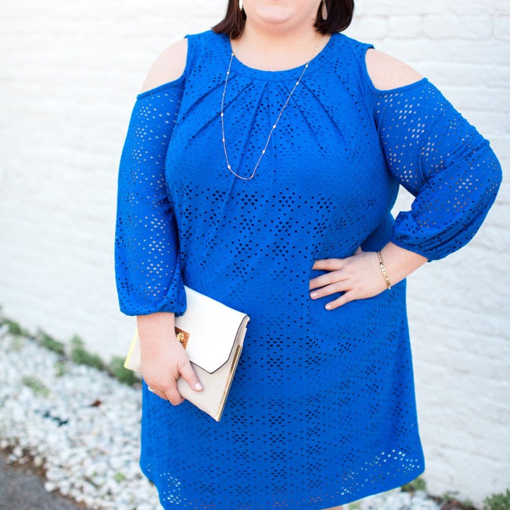 London Times Plus Size Blue Dress